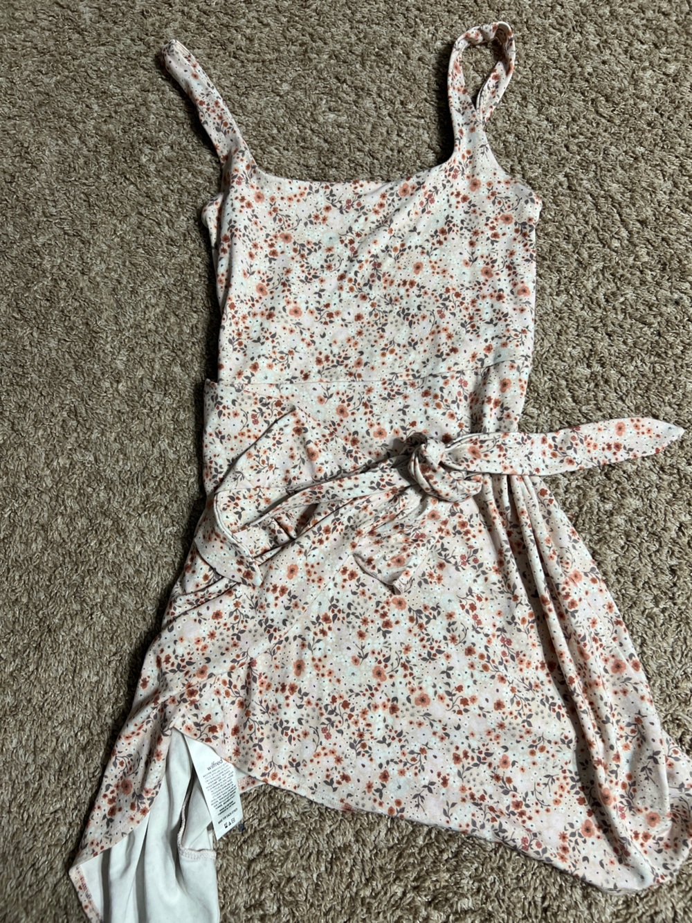 Wilfred Cream Floral Tie-Waist Dress with Rust Accents